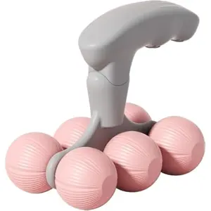 6-Wheel Neck Massager Roller – Handheld Massage Ball for Cervical Spine Pain Relief, Muscle Tension & Fitness Recovery (Pink)