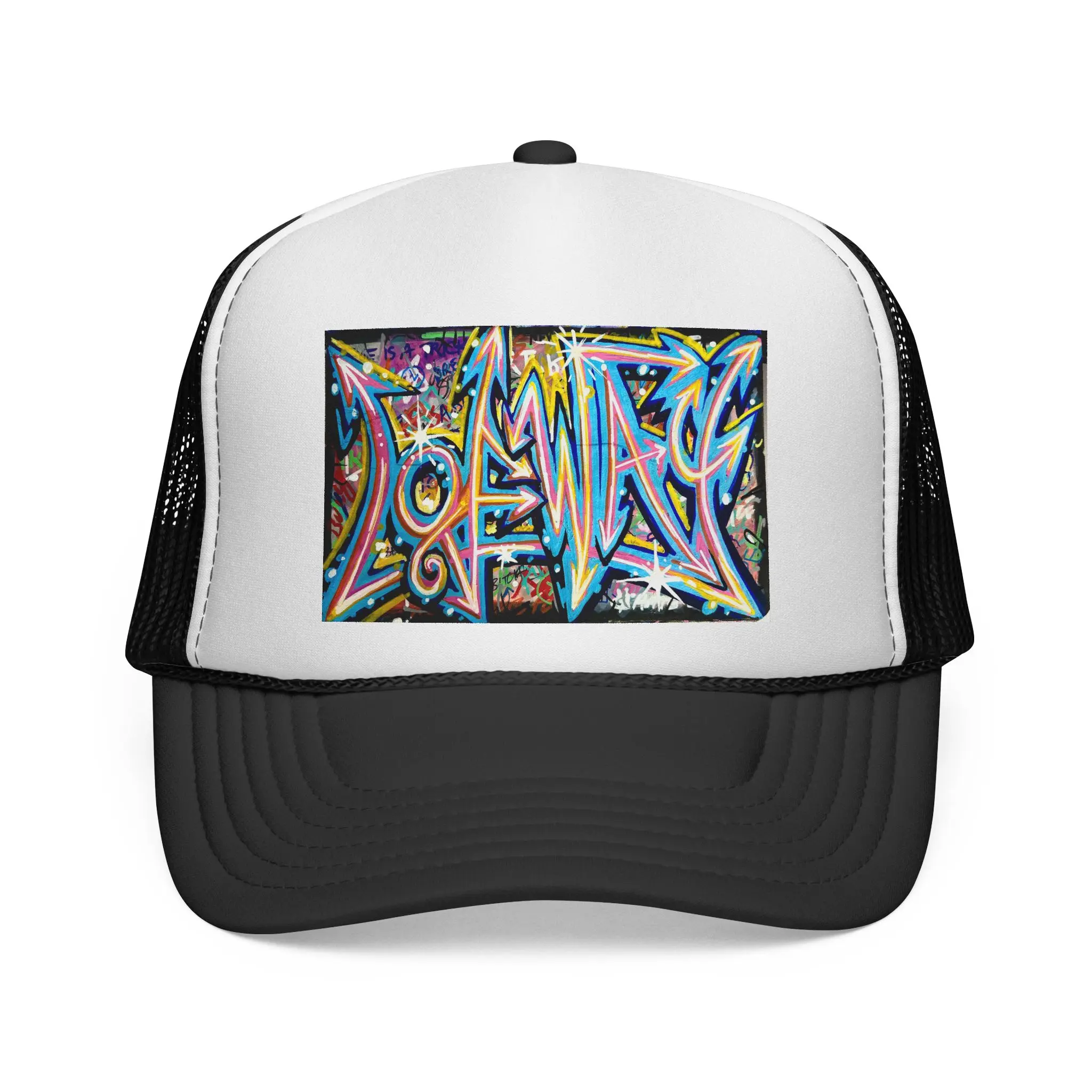 Colorful Abstract Graffiti Trucker Cap | Urban Street Art Patch