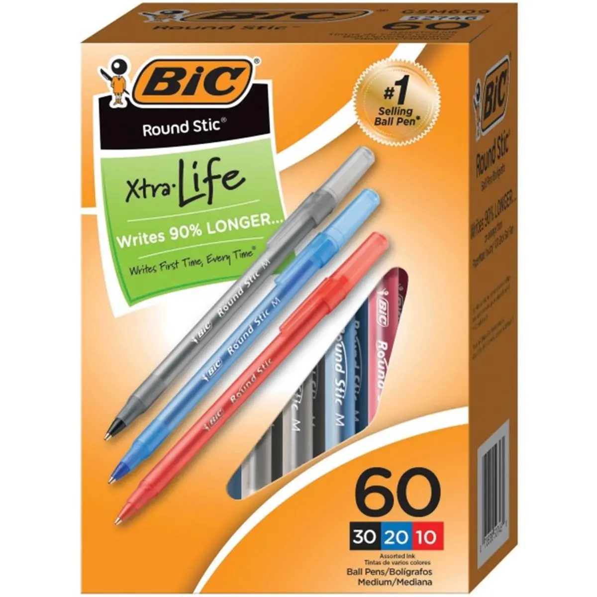 BIC Round Stic Nonrefillable Ballpoint Pens - Assorted Office Stationery Writing Tools with Tungsten Carbide, Brass Components, Ventilated Cap, Lightweight Round Barrel, First-Time Writing, Long-Lasting Reliability, Nonrefillable Pen