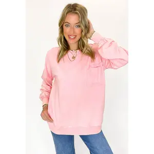 Daily Cozy Acid Wash Raw Edge Pullover - BACK IN STOCK