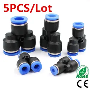 5 Piece Y Type Pneumatic Connector Three-Way Push-In Fittings, Air Hose Connectors, Outer Diameter 4-16mm, Y Shape Plug Adapters