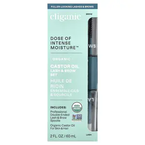 Cliganic Dose of Intense Moisture™, Organic Castor Oil, Lash & Brow Set, 2 fl oz (60 ml)