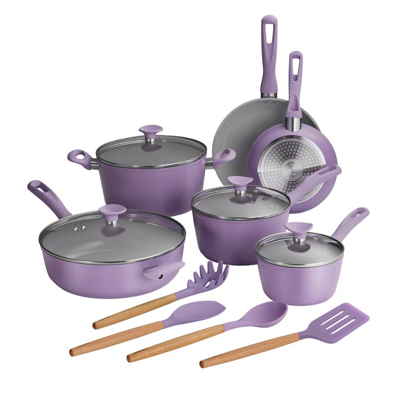 Tramontina 14 Pc Ceramic Induction-Ready Cookware Set, Purple