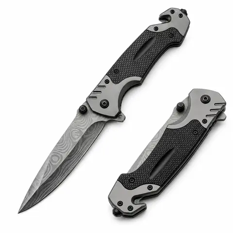 Unisex EDC Folding Knife FA18 - 3.5" Stainless Steel Blade, Acrylonitrile Butadiene Styrene (ABS) Compact Grip, Easy Handling, Seatbelt Cutter, Glass Breaker, Camping Tool for Adults’ Emergency Use
