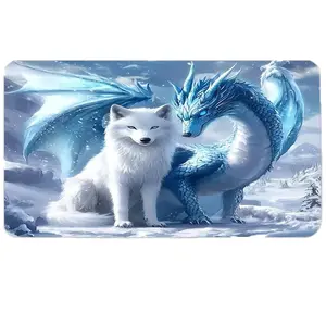 1pc Mouse Pad, Ice Blue Snow Wolf Dragon Gaming Mouse Pad, Suitable for Office Desktop Supplies, Study Desk, Desktop, Keyboard Mat, Durable Desk Mat, New Year Gift, Office Decoration, Party Decoration Size 20X24cm