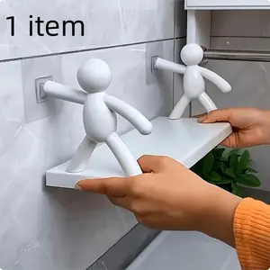Multifunctional Wall Shelf Without Drilling, Human-Shaped Design, Modern Plastic, Ideal for Bathroom, Living Room, Bedroom, Kitchen