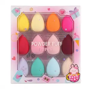 12 Pcs Makeup Sponge Set, Latex-Free Makeup Sponges for Foundation, Multi-colored Boun Boun Sponges, Flawless for Liquid, Cream, and Powder