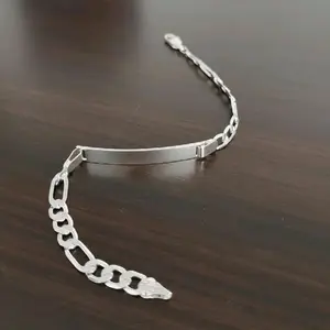 ID BRACELET new style fashion silver-plated 7"inches unisex figaro
