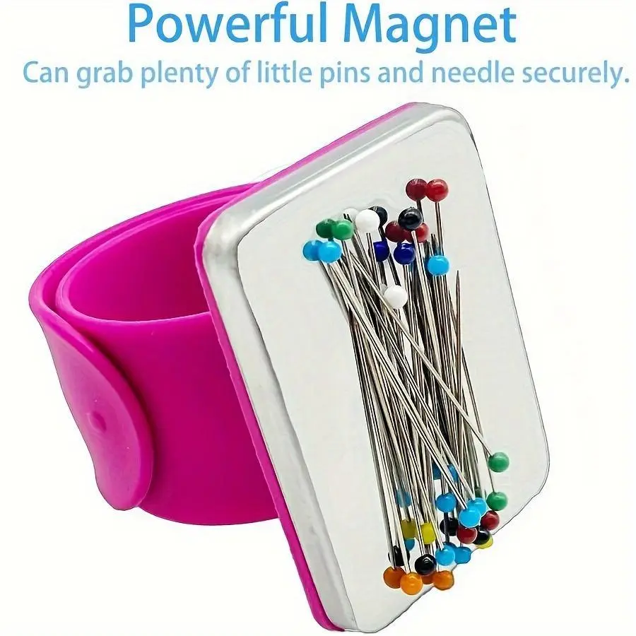 Magnetic Pin Cushion Wristband - Sewing Notions & Quilting Supplies - Magnetic Pin Holder for Sewers & Hairstylists - 9.4 in / 24 cm - 2.1 in / 5.5 cm - Silicone Material - Sewing Tools - Sewing Accessories