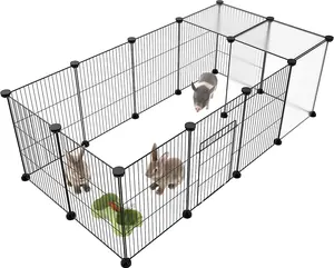 Pet Playpen,Small  Cage DIY Wire Portable Yard Fence with Door for Indoor/Outdoor Use,Puppies,Kitties,Bunny,Turtle 48" x 24" x 16"