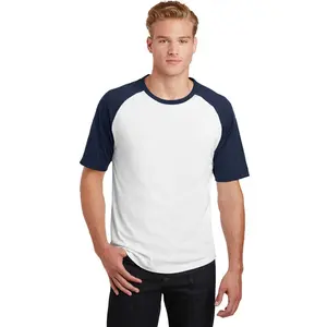 Sport-Tek Mens Short Sleeve Colorblock Raglan Rib Knit Neck Jersey T-Shirt T201