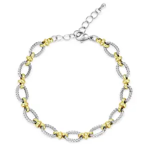 Aprilery Cable Link Bracelet – Two-Tone Bangle with Toggle Clasp for Women, Designer-Inspired Jewelry