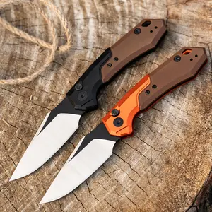 3.2" CPM-154 Folding Pocket Knife, Button Lock EDC Knife with G10 & Aluminum Handle for Camping & Daily Use