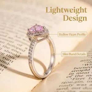 valentine's gift for wife Wedding Ring Elegant Daily Ring Luxury Velvet Ring Gift Box Set Heart Shaped Jewelry Romantic Gift for Women Girlfriend Wife Mom Bridesmaid Birthday Anniversary Valentines Day Christmas Wedding Party Favor Holiday Present