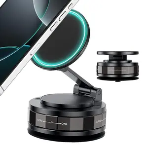 Car Magnetic Phone Holder 360° Adjustable Vacuum Sucker for iPhone 16 Pro Max 15 14 13 12 Plus Metal Stand Rotor Enhanced Durability Strong Magnetic Support