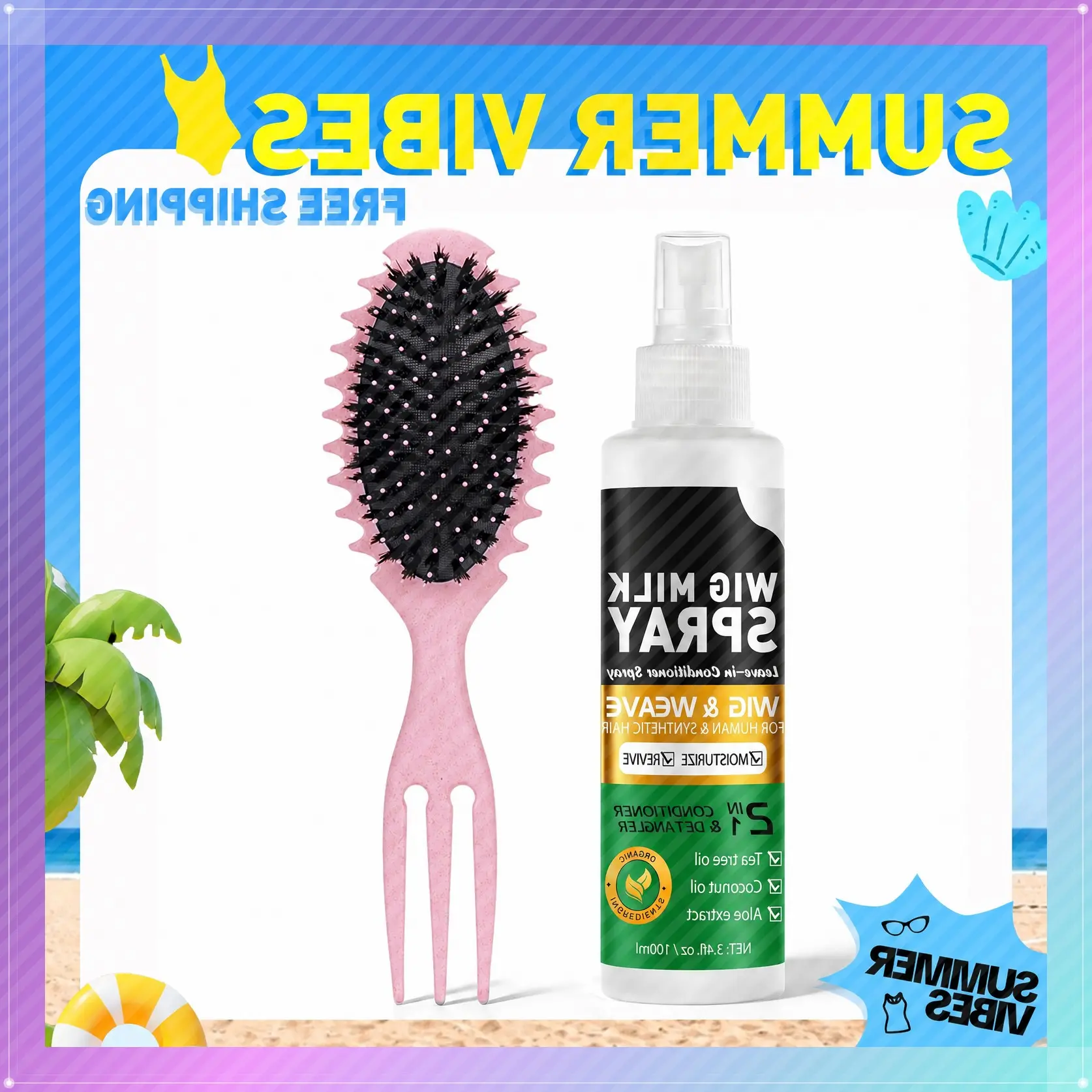 【SUMMER VIBES】Goiple Wig Milk Spray 2 in 1 Moisturizing Leave-In Conditioner Spray for Synthetic Hair & Detangler for All Hair Types Shampoo Blen