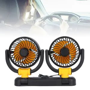 Dual Head Car Fan, Adjustable, 2 Speed ,360 Degree Rotation, Dashboard Mount, Brushless Motor Portable Vehicle Cooling ,DC12V