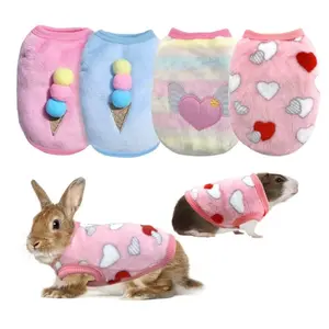 Warm Rabbit Clothes Soft Fleece Guinea Pig Vest Cute Small Pet Clothes Bunny Costume Rabbit Accessories