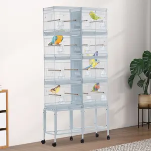 Breeding Bird Carrier Cage Extra Large Parrot Bird Cage with Removable Tray, Rolling Stand, Perches & Ladders For Parakeets, Cockatiels, Conures, Macaws, Budgies, Lovebirds
