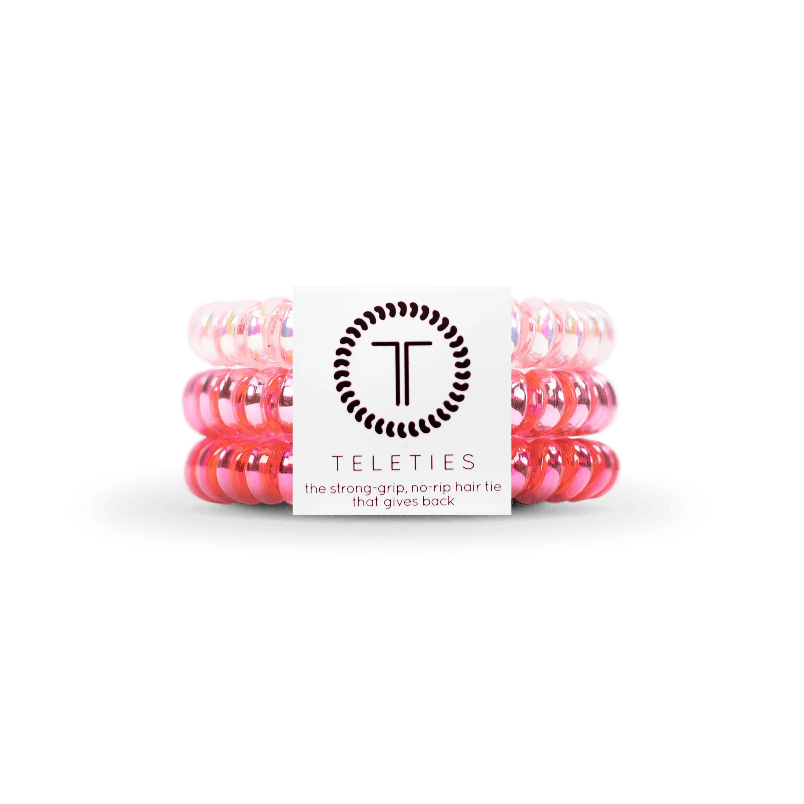 TELETIES - Metallic Pink Hair Ties - Perfect for little kids - Strong Grip - No Rip - Reduces Headaches
