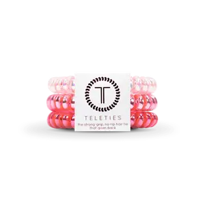 TELETIES - Metallic Pink Hair Ties - Perfect for little kids - Strong Grip - No Rip - Reduces Headaches