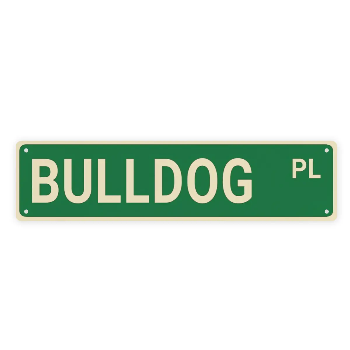 Retro Lightweight Rectangular Anti-Scratch Bulldog PL Green Street Style Metal Tin Sign, 4x16 inches Holiday Christmas Home Decor Gift for Dog Lovers, Entryway Plaque