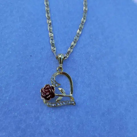 Heart with rose Necklace