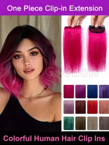 Real Human Hair Clip-In Colored Extensions 8-Inch Length,Two Clips Padding Hair, Customizable Styling for Trendy Highlights, Invisible No-Trace Wear, Available in Multiple Colors