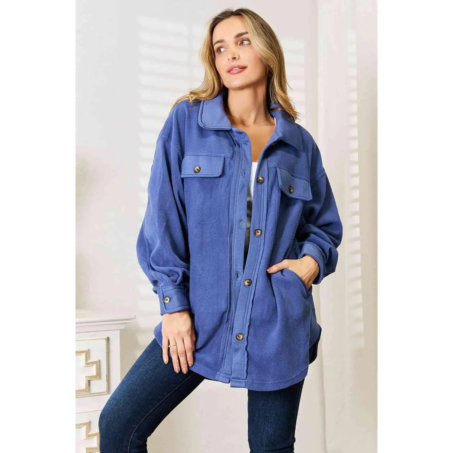 Heimish Cozy Girl Full Size Button Down Shacket