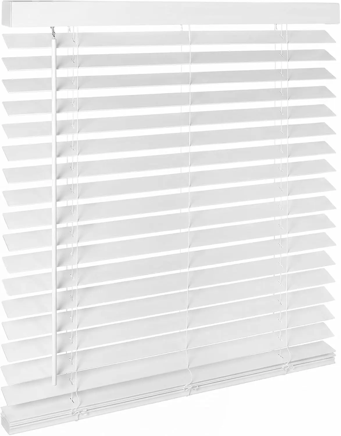 2" Cordless Real Wood Blinds for Indoor Windows, 23"W x 48"H, White Easy Install Basswood Venetian Blinds with Tilt Wand, Light Filtering for Privacy, Child & Pet Safe
