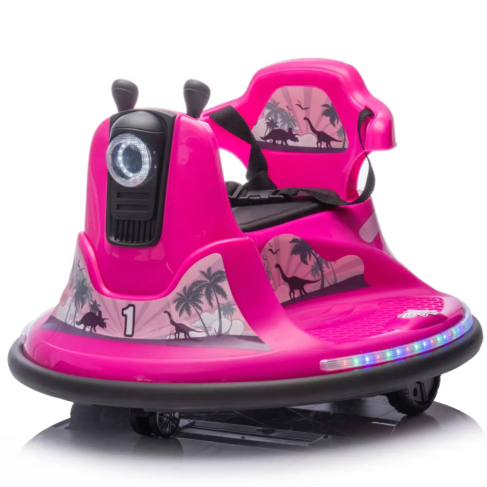 12V Kids Ride On Bumper car W/Parents control,Rotate 360 degrees,Two-handed switch for direction control,Bumper strip,Light belt,MP3 music,Bluetooth,Provide a Speed of 0.75MPH For kids of 2-5