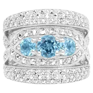 Dallas Prince Sterling Chrome Marcasite & TopazBand Ring