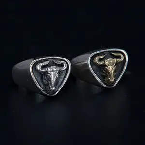 Men's Trendy Retro Ox Zodiac Ring with Unique Style and Bold Presence