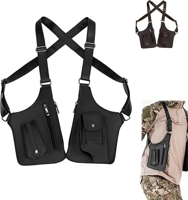 Men's Adjustable Anti-Theft Underarm Multisport Pack - Tactical Versatile Bag with Phone Pocket Holster, Black for Leisure Running, Tactical Pack