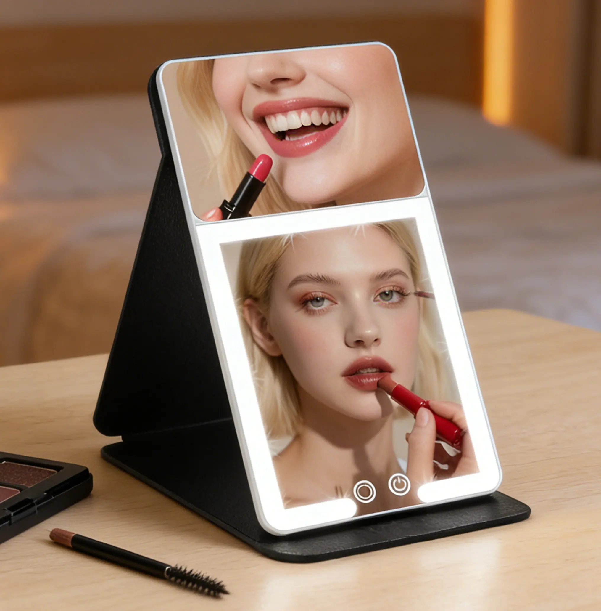 Portable Compact LED Makeup Mirror, Dual-Sided with 20x Zoom & High-Definition Glass, Led Lights for Precise View & Self-Care Application