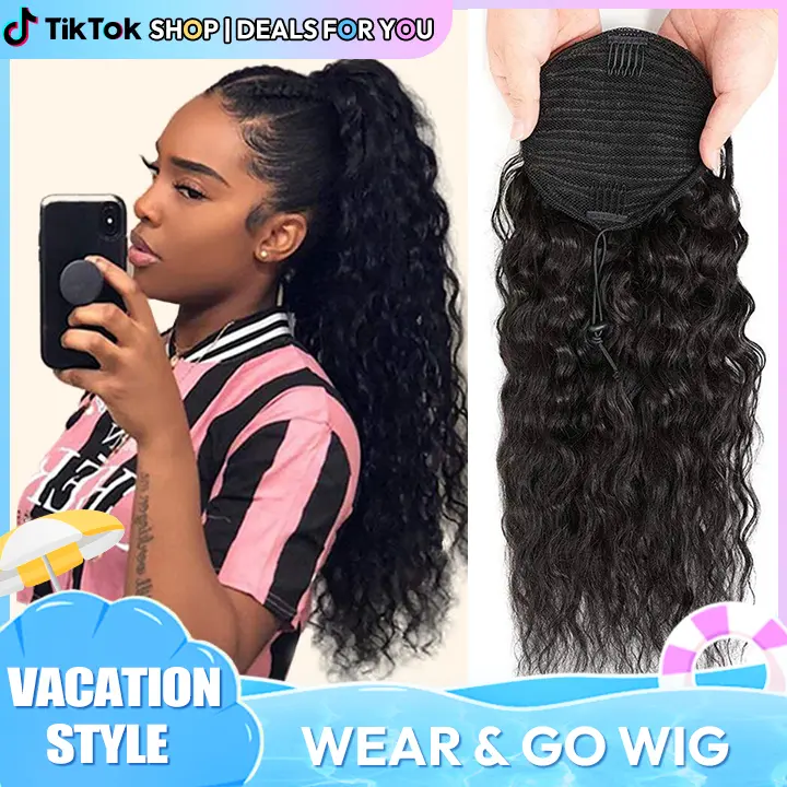 Ponytail Human Hair Extension | Water Wave Drawstring Wrap Around Fluffy Ponytail #Natural Hairstyles Black Girls #Deals for You Days Ponytail Human Hair Extension | Water Wave Drawstring Wrap Around Fluffy Ponytail #Natural Hairstyles Black Girls #Deals for You Days