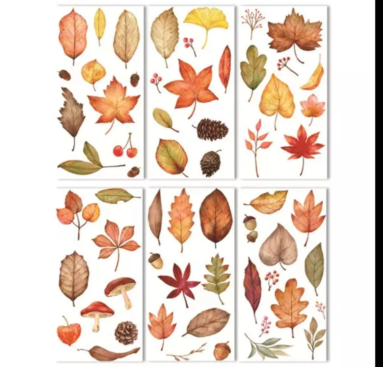 Fall Leaf Washi Stickers: Scrapbooking Planner Stickers (60 Pcs)