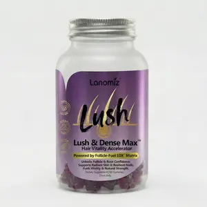 Lanomiz Lush Hair Growth Gummies for Thinning Hair | Biotin, Collagen,Zinc & Vitamin C | Hair, Skin & Nail Support | Grape Flavor | 60 Gummies