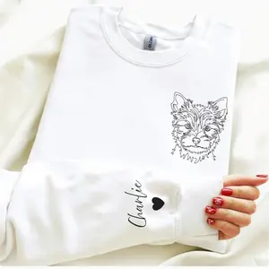 Custom Pet Portrait Sweatshirt: Line Art Hoodies, Personalized Clothing From Your Dog Photo