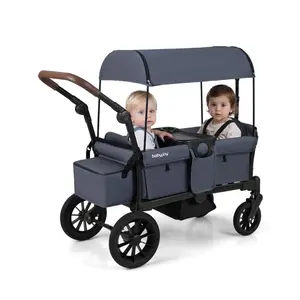 Foldable Wagon Stroller for 2 Kids Double Seater Toddler Stroller with Removable Canopy