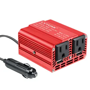 LVYUAN Car Power Inverter 200W 12V to 110V 2 AC Outlets + 2 USB Ports