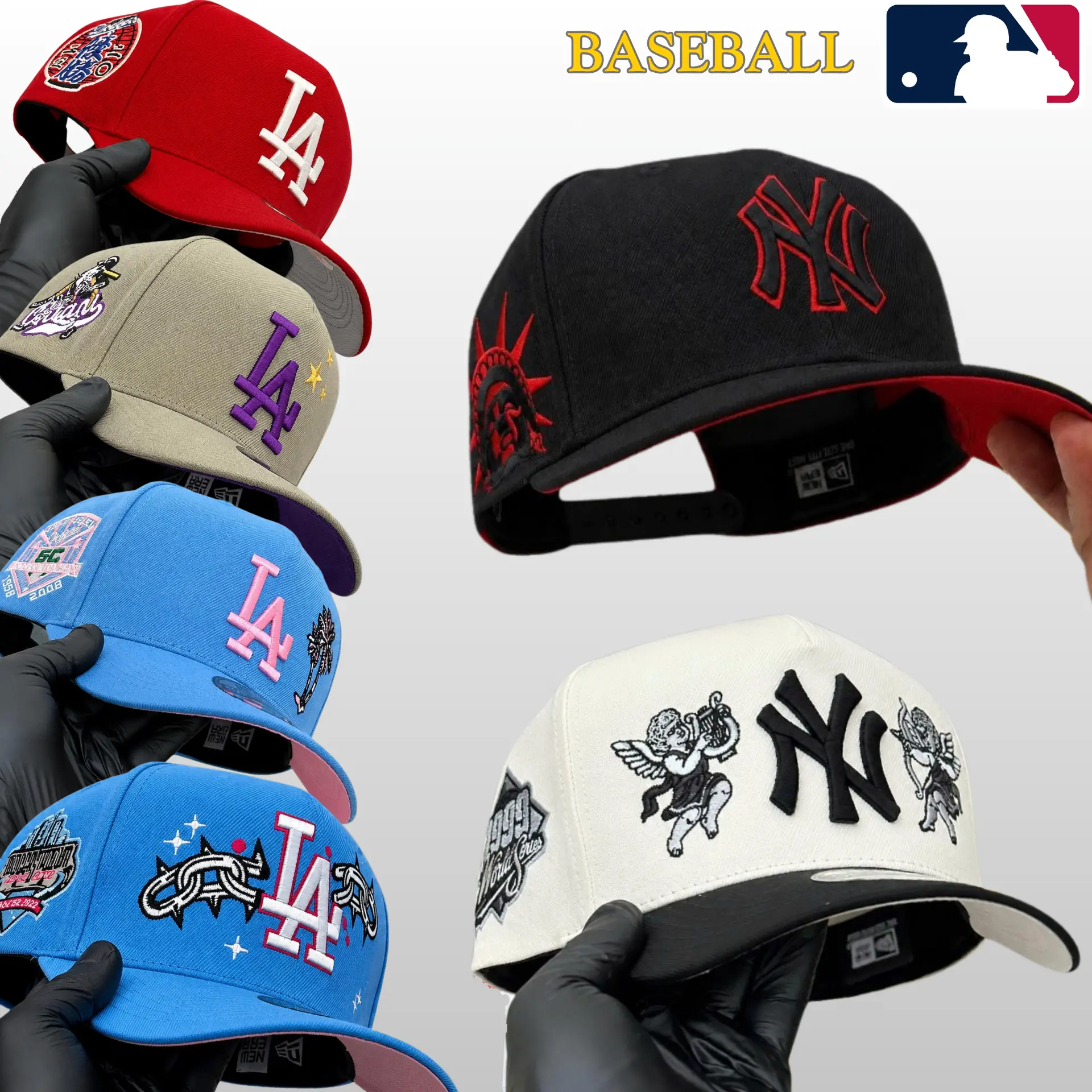 New Era LA Dodgers NY Yankees MLB Baseball Hat – Premium 9FIFTY 59FIFTY Snapback Cap, Adjustable Flat Bill Design, Embroidered Front Logo, Comfortable Unisex Fit, Casual Street Fashion, American Sports Lifestyle, USA Favorite 2026