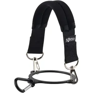 Water Bottle Handle Strap Carrier Handle Neoprene Holder Strap with Carabiner for Wide Mouth Bottles, Fits 12 oz to 64 oz Bottle, Black Color