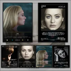 PIKPAKA A-Adele A-Adkins Music Album Cover Singer Cool Fashion Abstract Face Design Poster HD Sticky Waterproof Wall Art High Quality Print Aesthetic Home Living Bedroom Bathroom Hallway Decor Trendy Room Decoration Easy-To-Apply Gift Durable
