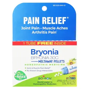 Boiron Bryonia, Pain Relief, Meltaway Pellets, 30C, 3 Tubes, 80 Pellets Each | HSA/FSA Eligible
