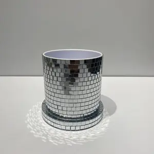 Y2K Aesthetic Disco Mirror Flower Pot, Shiny Silver Color Planter, Cute Glitter Bedroom Desktop Organizer, Stylish Home Decor Item