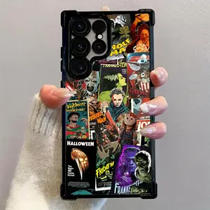 Fashionable and Unique Classic Horror Movie Poster Design Phone Case, Compatible with Galaxy S25 S24 S23 S22 S21 FE Ultra Plus 4G 5G Anti-Drop Transparent Soft Back Cover, Shockproof Cover, Daily Use Case, Unique Pattern,Protective Personalized Casing