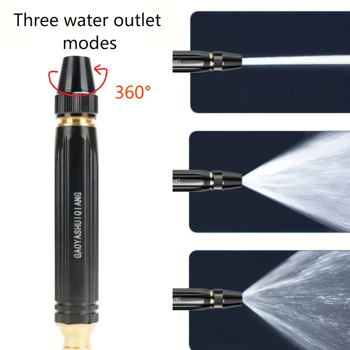 Multi-Purpose High Pressure Hose Spray Nozzle, Heavy Duty Outdoor Cleaning Water Gun with Brass Connector, Adjustable Jet Spray Wand for Patio Driveway Deck Car Pet Washing, Anti-Slip Leak Proof All Purpose Garden Hose Attachment