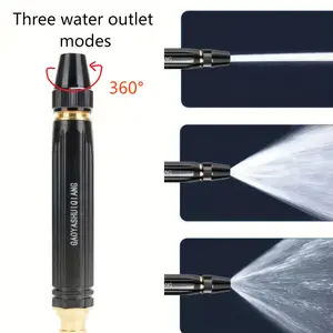 Multi-Purpose High Pressure Hose Spray Nozzle, Heavy Duty Outdoor Cleaning Water Gun with Brass Connector, Adjustable Jet Spray Wand for Patio Driveway Deck Car Pet Washing, Anti-Slip Leak Proof All Purpose Garden Hose Attachment