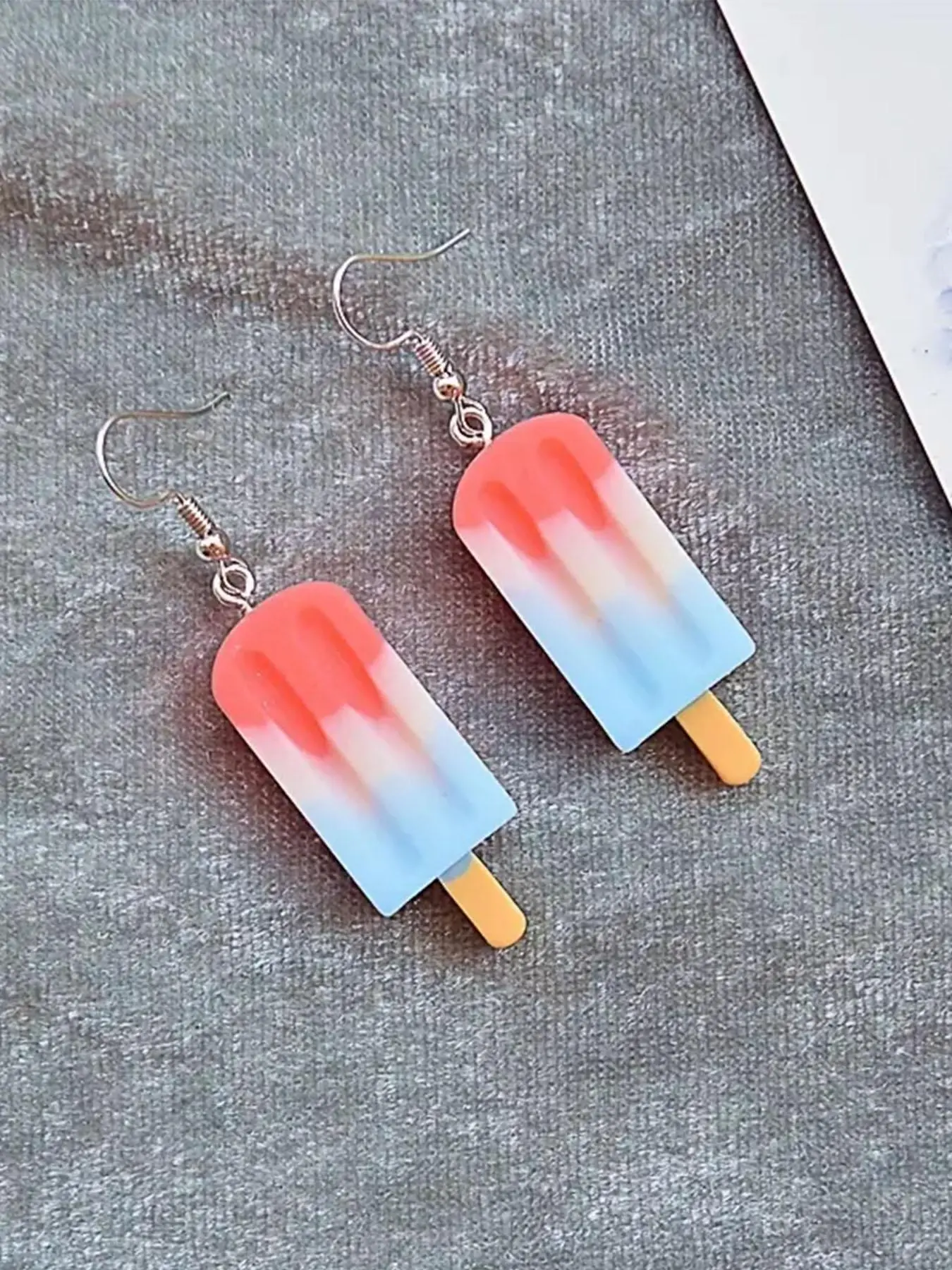 1 Pair Resin Ice Cream Design Dangle Earrings, Creative Colorblock Cute Jewelry For Women